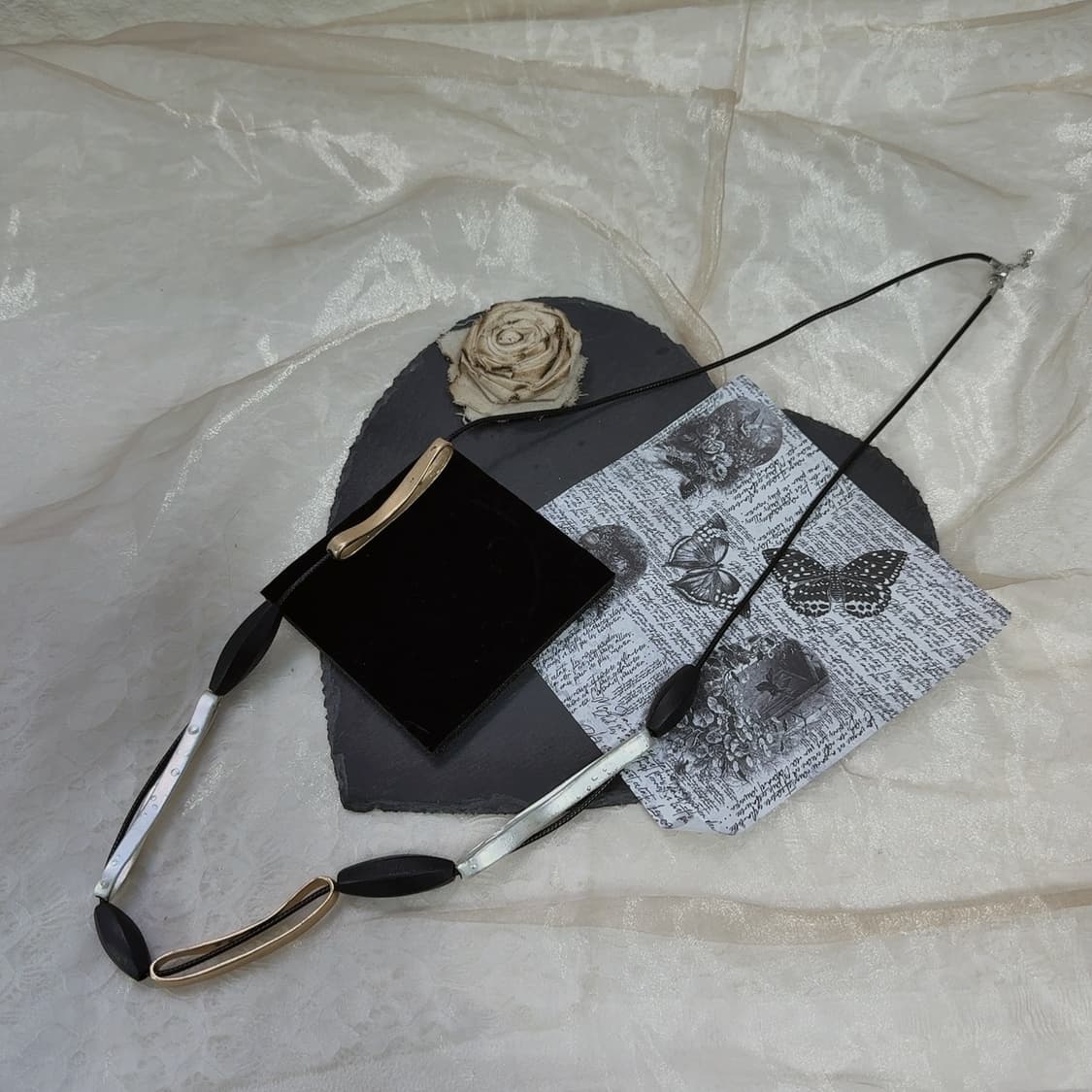 빈티지 미국 메탈 우드 목걸이 상품이미지2