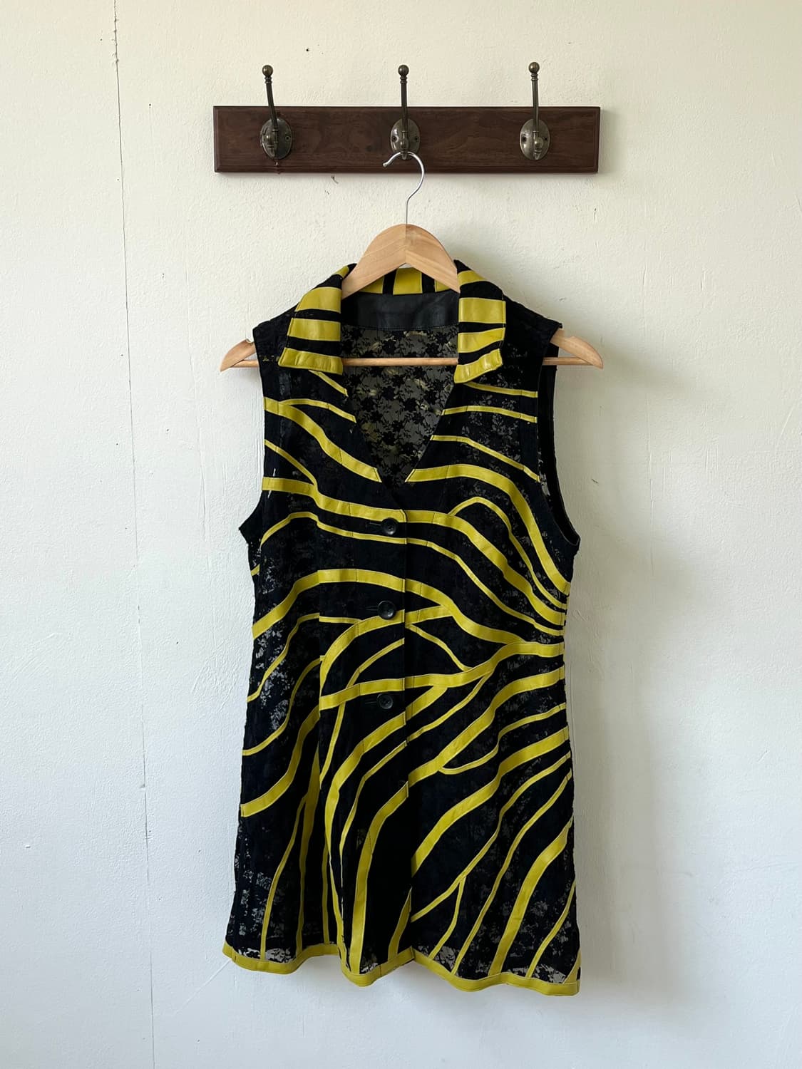 Japan vtg 시스루 레더 베스트 자켓 상품이미지1