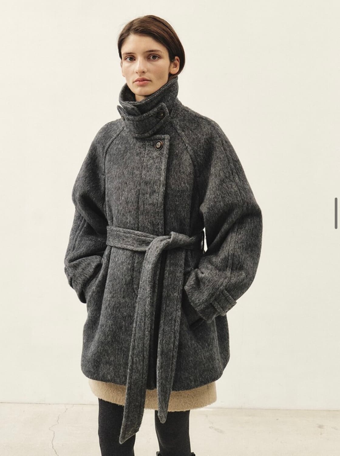 모한 카멜 하프코트 차콜 XS 상품이미지1