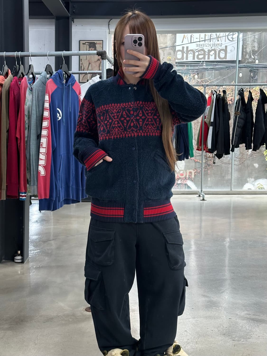 히스테릭글래머 히스걸 하트노르딕 헤비테리 바시티자켓 상품이미지2