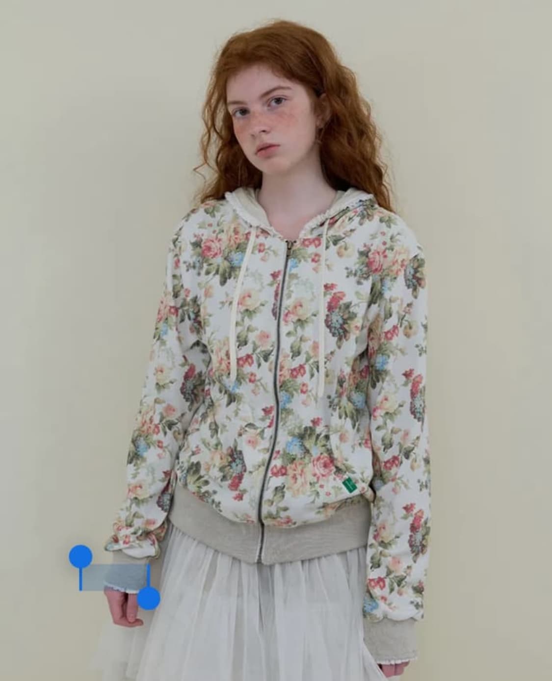 노컨텐츠 플라워 레이스 집업 아이보리 flower lace zip-up 상품이미지1