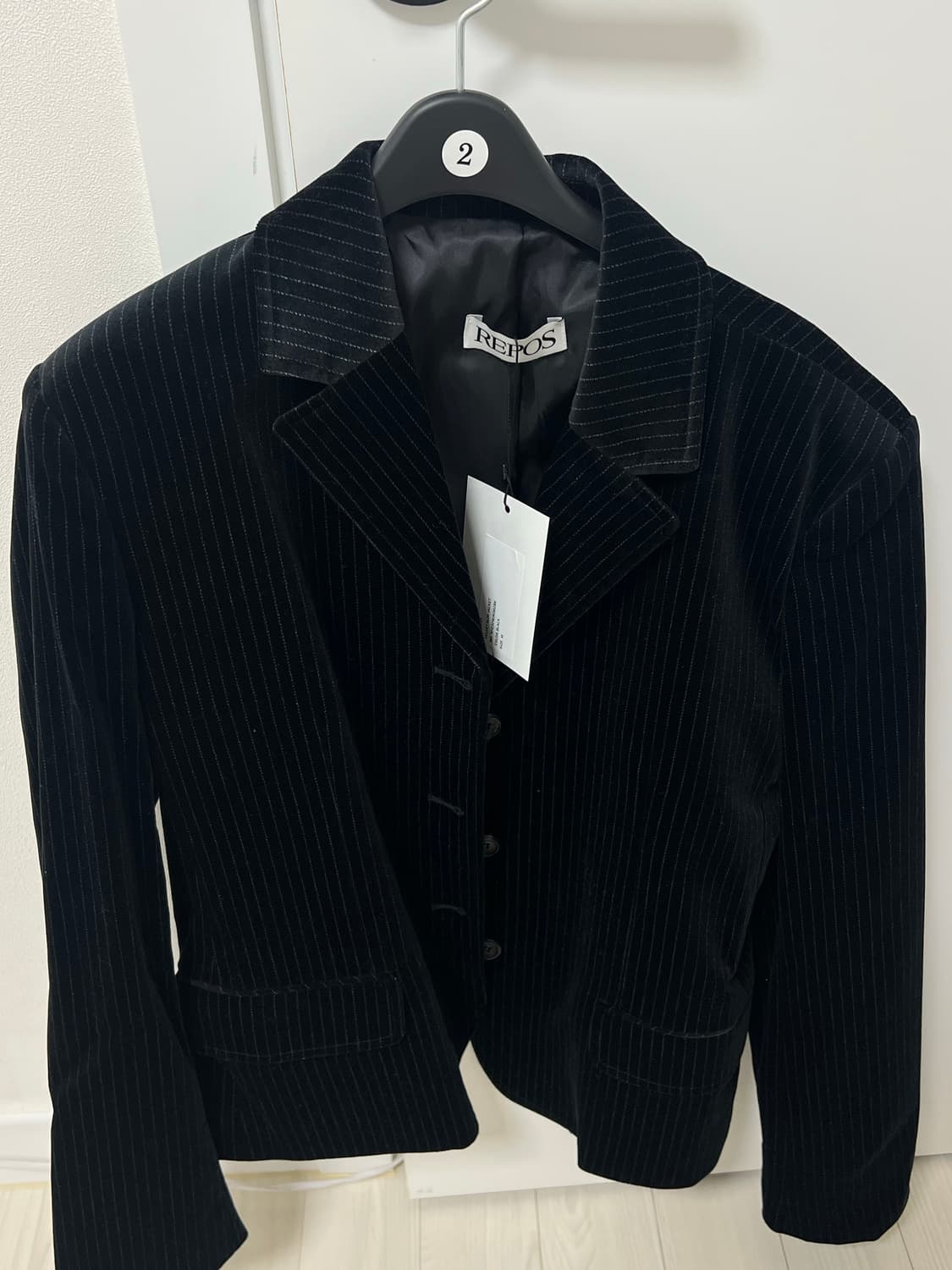 REPOS VELVET SLIM JACKET_BLACK M 상품이미지2