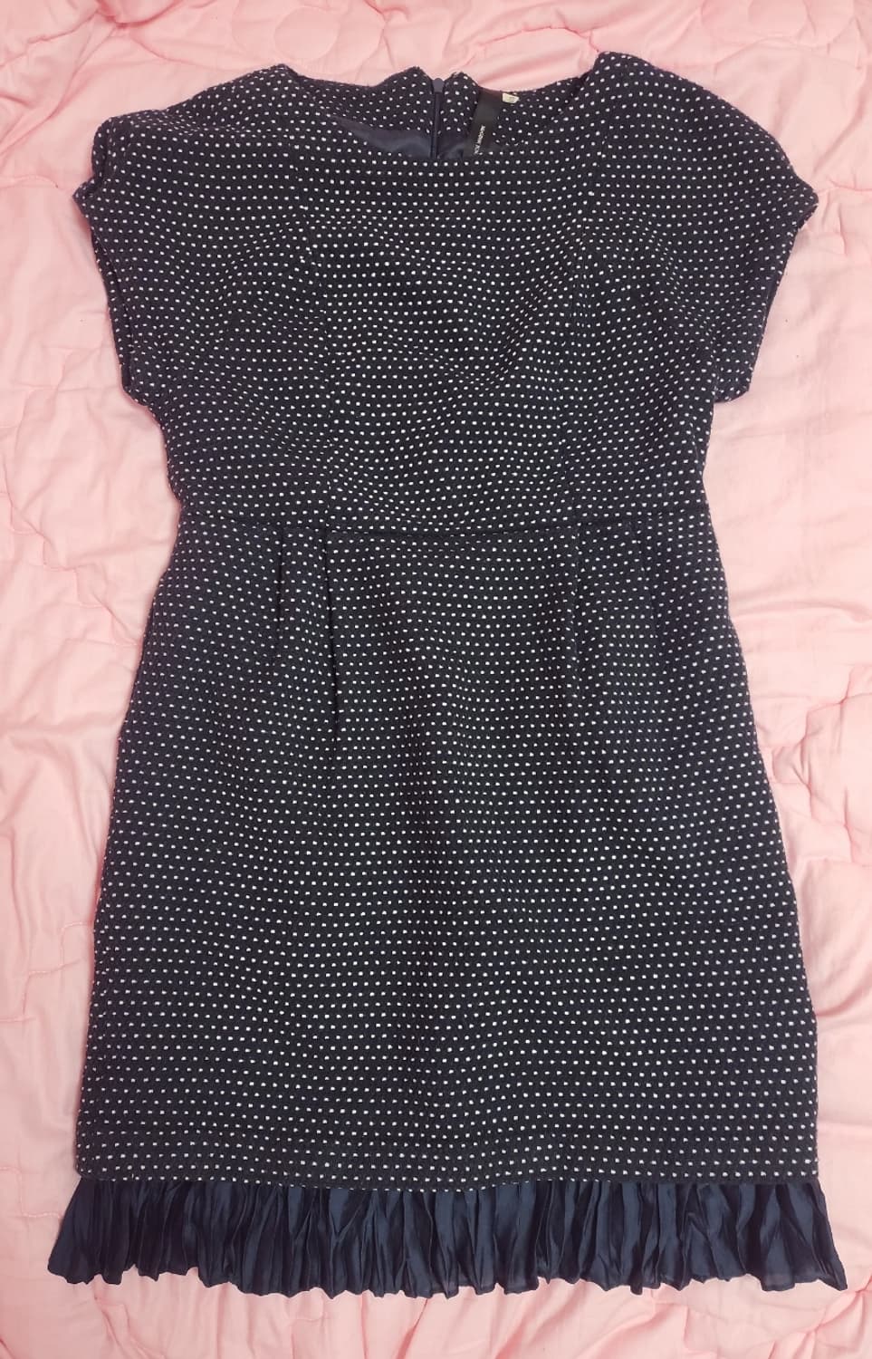 급처상태좋음!메긴매긴나잇브릿지 밑단러플레이스 도트 모직 원피스 레니본st 상품이미지1