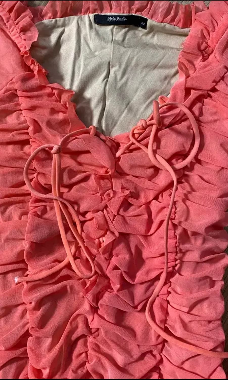 살몬 핑크 셔링 원피스 상품이미지8