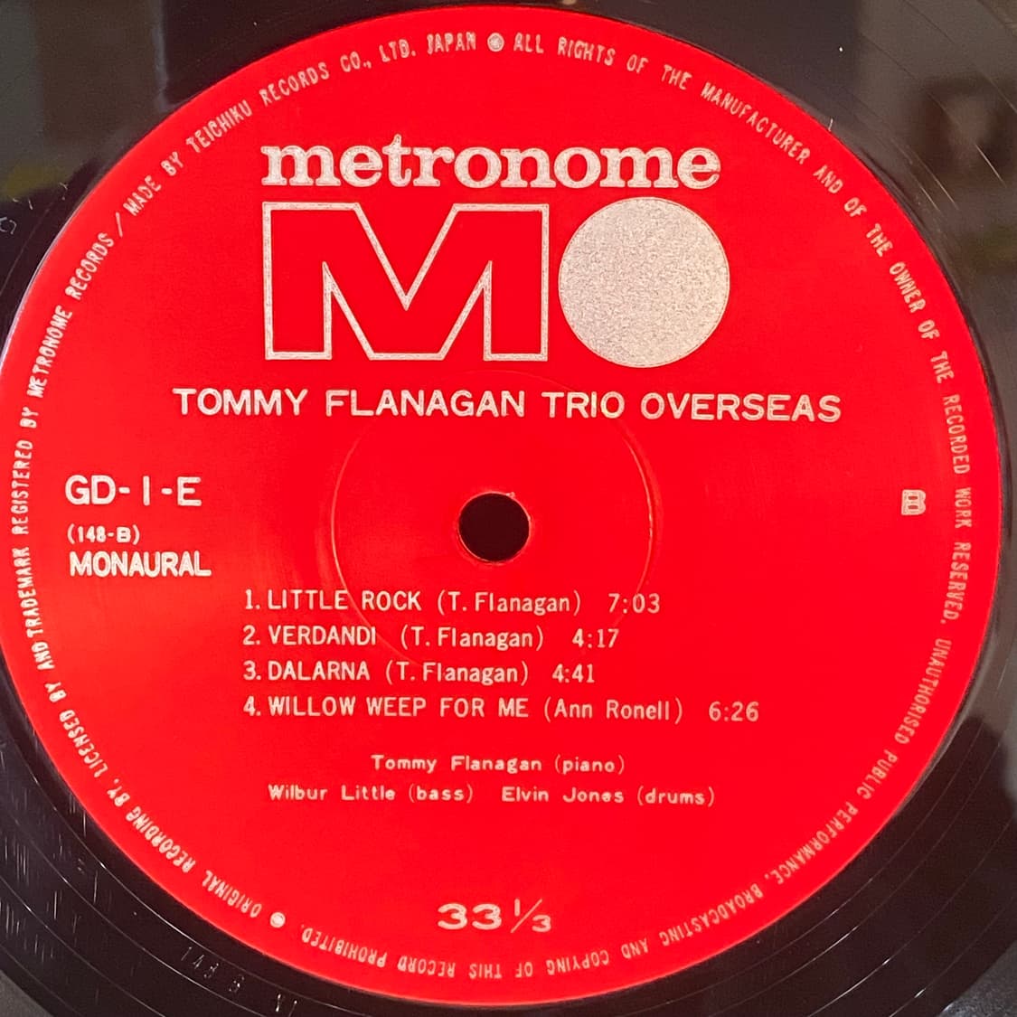 (중고LP-재즈) Tommy Flanagan Trio -Overseas 상품이미지5