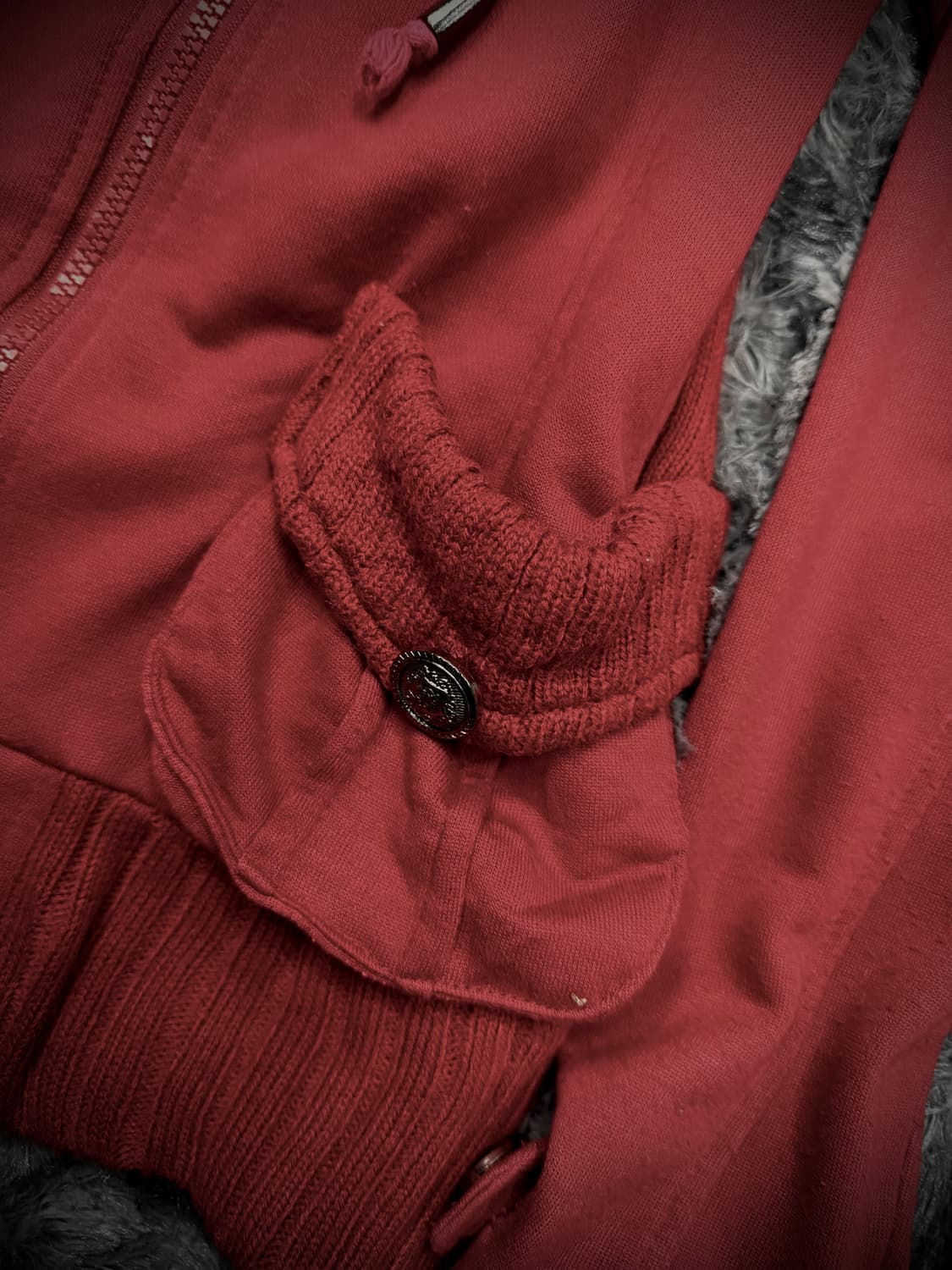 Cecil McBee 레드 Y2K 은장단추 후드집업 상품이미지5