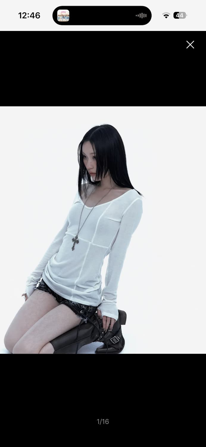 크로스라인 슬림 탑 화이트 상품이미지1