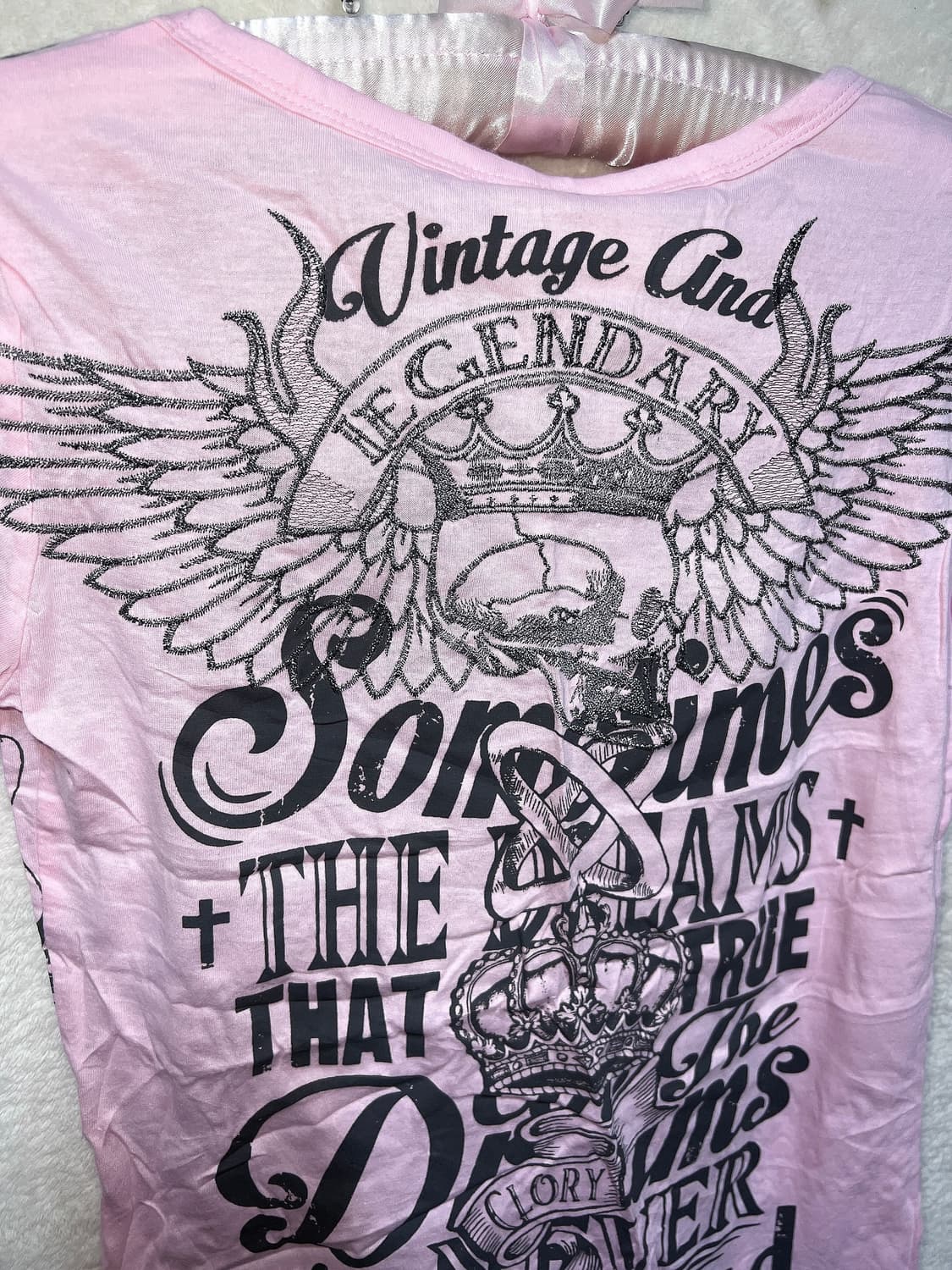 글리츠 glitz y2k 펑크 갸루 날개 윙 해골 레터링 프린팅반팔 핀터 상품이미지10