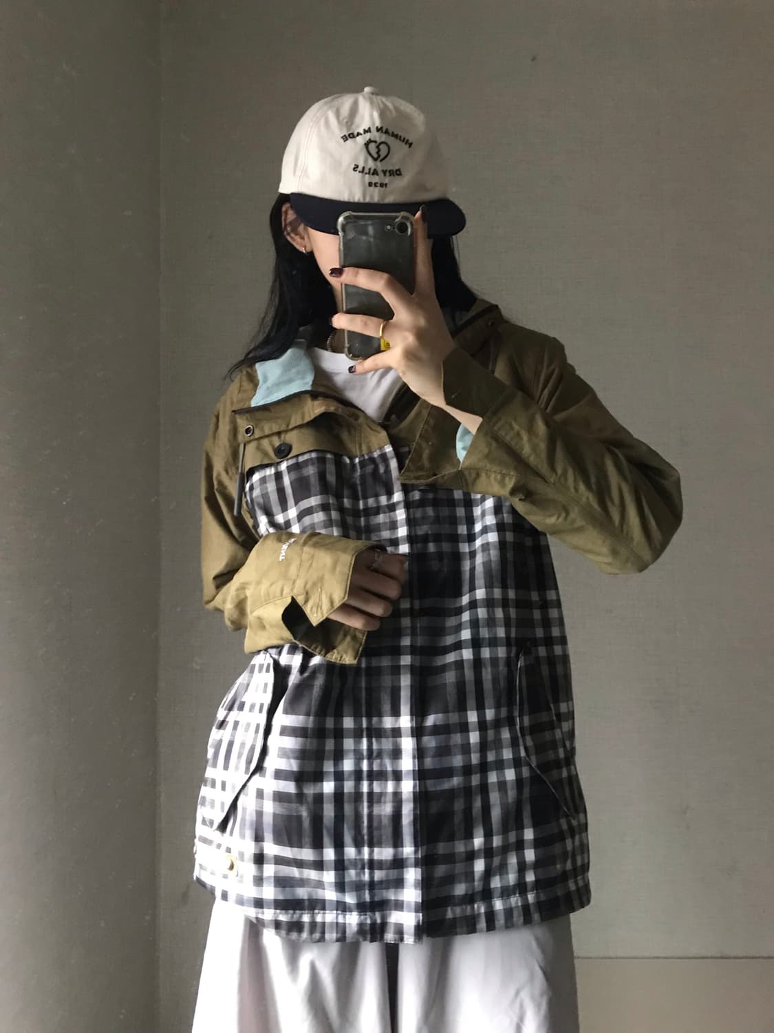 노페 카키 체크 바람막이 상품이미지4