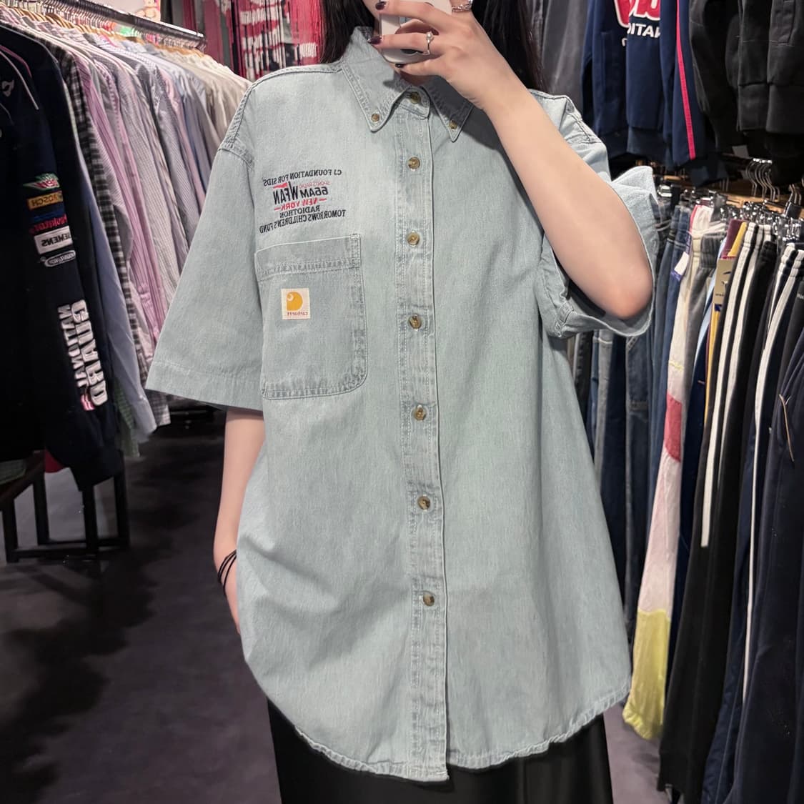 [IM] Carhartt 칼하트 데님 반팔 셔츠 연청 상품이미지2