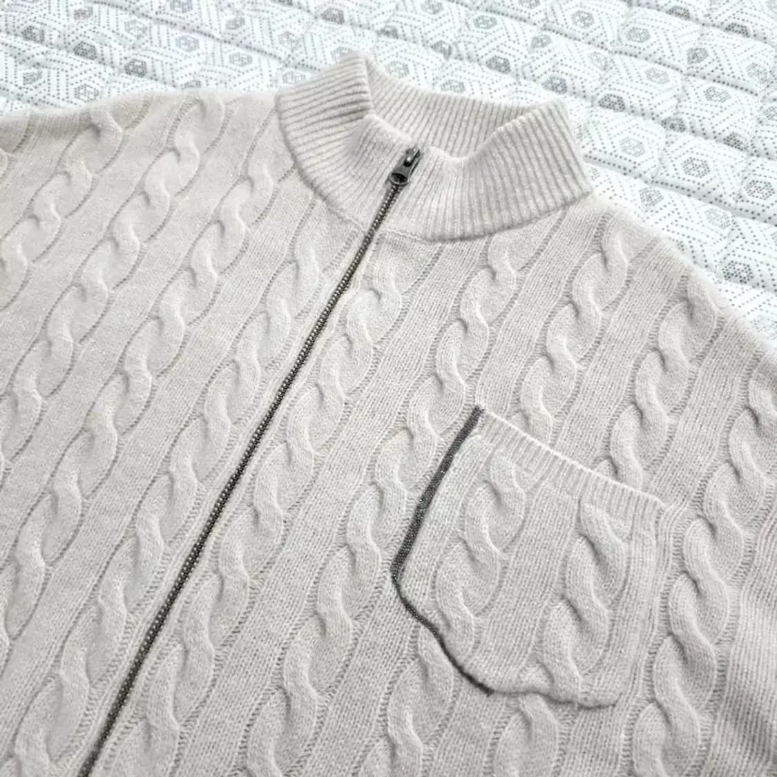 Brunello Cucinelli 캐시미어 꽈배기 집업 니트 95 상품이미지3