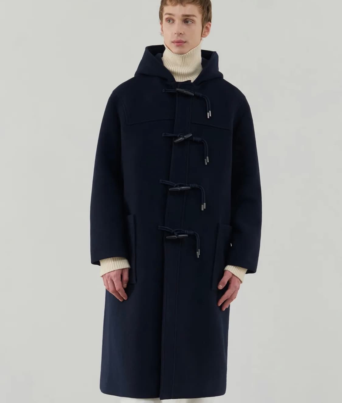 [새상품ㅣXLㅣ품절]드로우핏 세인트 오버핏 프리미엄 울 더플 코트 네이비 상품이미지1