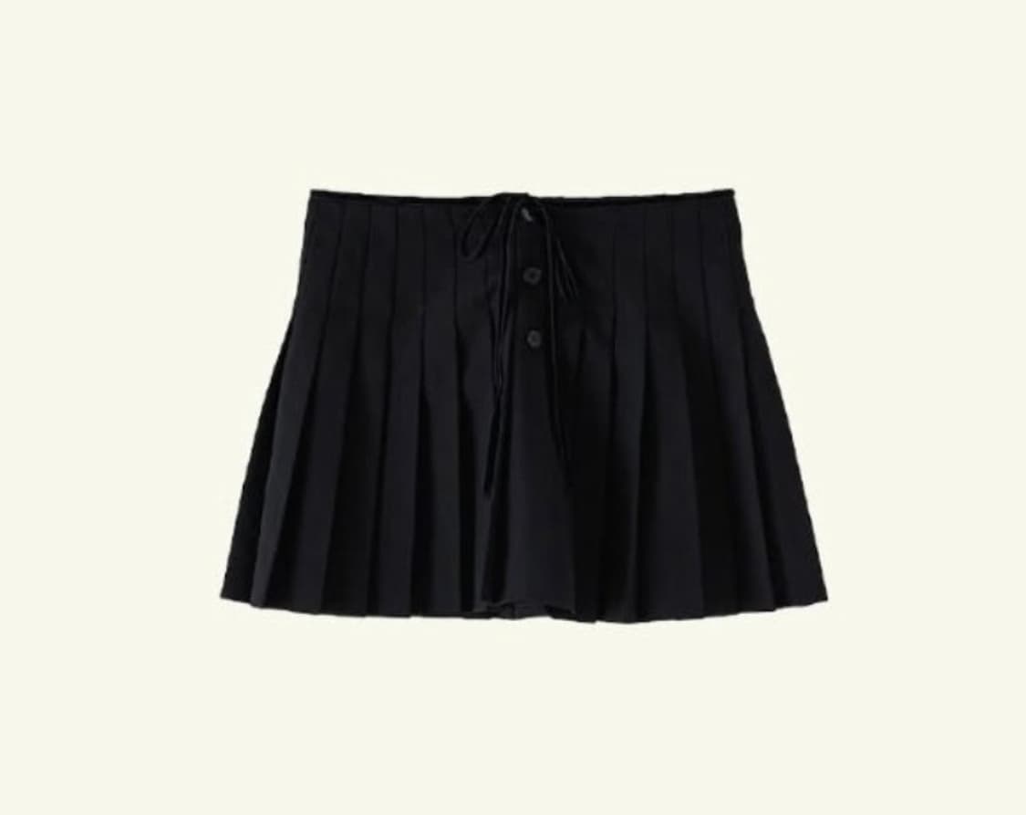 타낫 타이 버튼 플리츠 미니 스커트 S 사이즈 블랙 (새상품, 택O) 상품이미지1