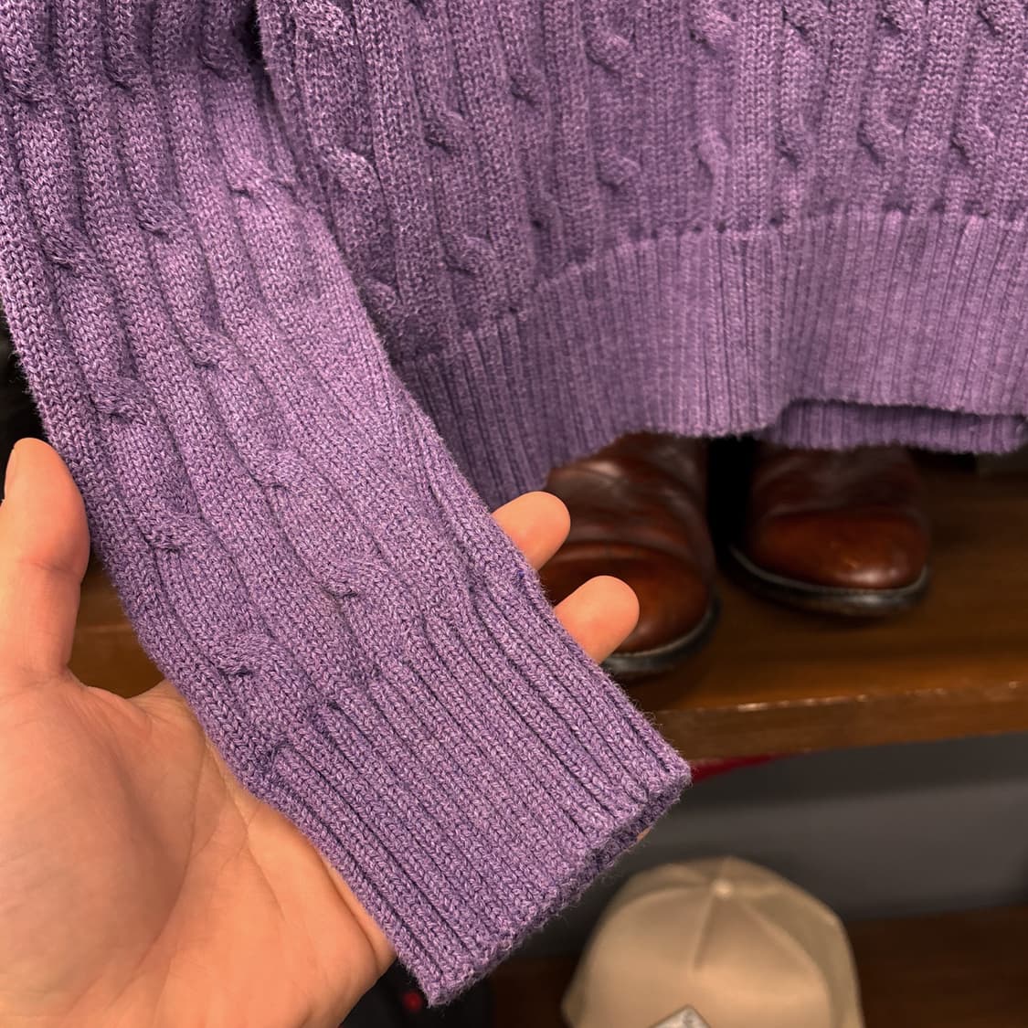 신형라벨 폴로 랄프로렌 크루넥 케이블 코튼니트 스웨터 보카시퍼플 N994 상품이미지5