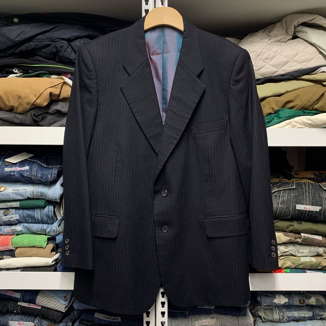 [L] 90's 입생로랑 초크 스트라이프 블레이저 재킷 상품이미지2