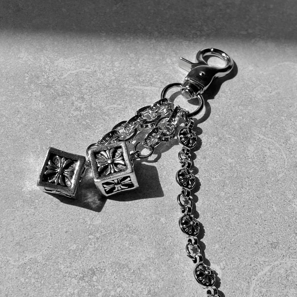 Oribell 크롬 크로스 링크 다이스 체인 키링 상품이미지2