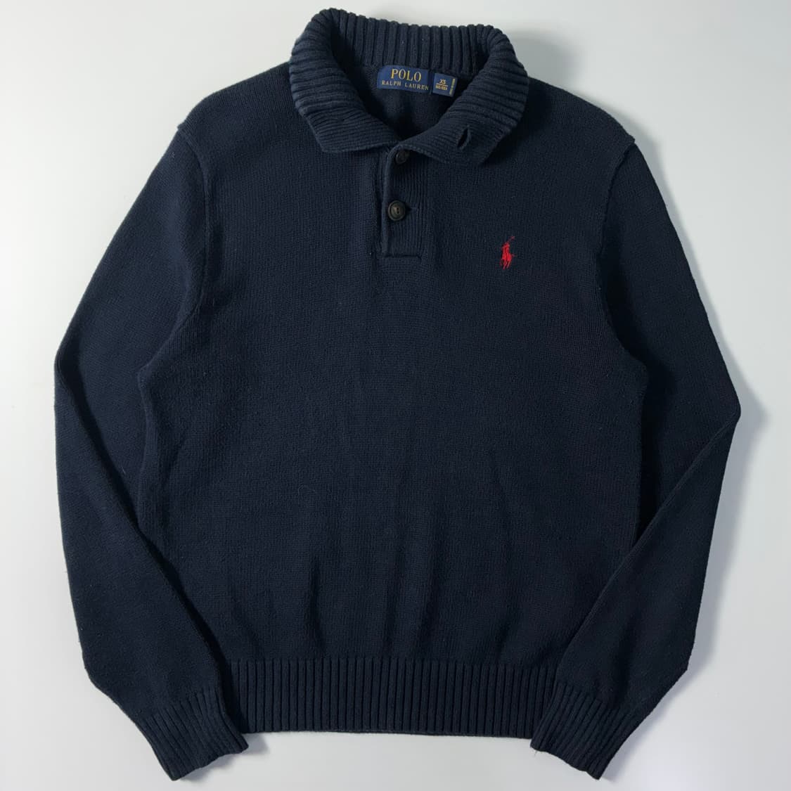 Polo  폴로 랄프로렌 자수 코튼 네이비 하프 버튼 니트 상품이미지2