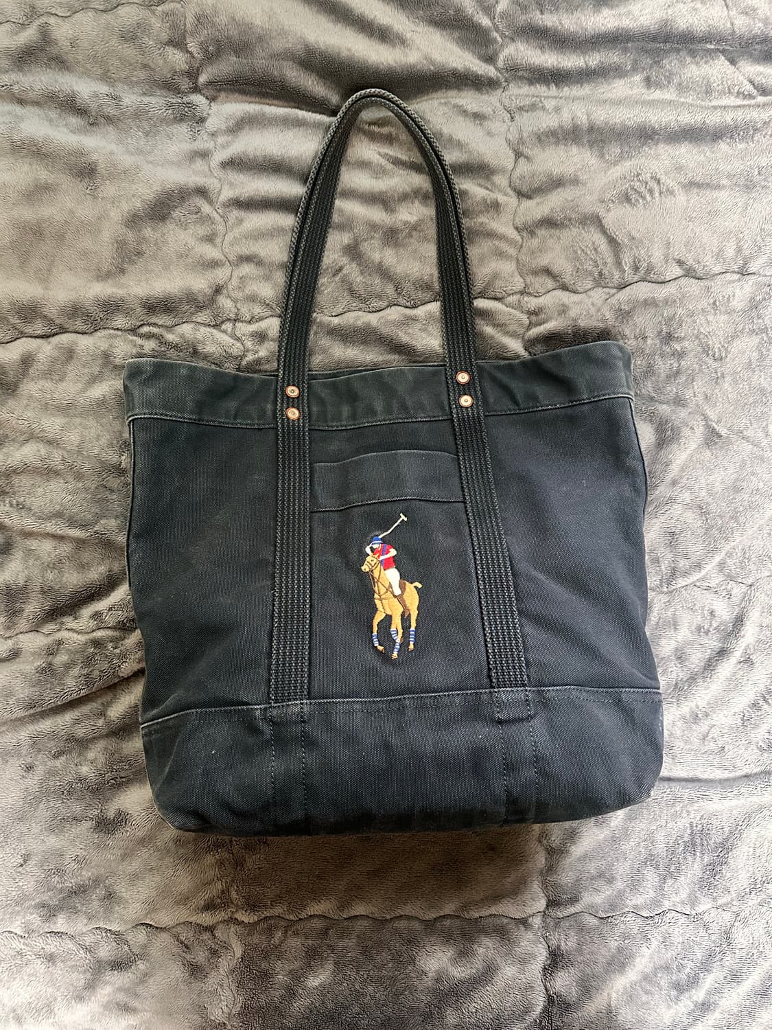 폴로 랄프로렌 캔버스 코튼 토트백 네이비 상품이미지1