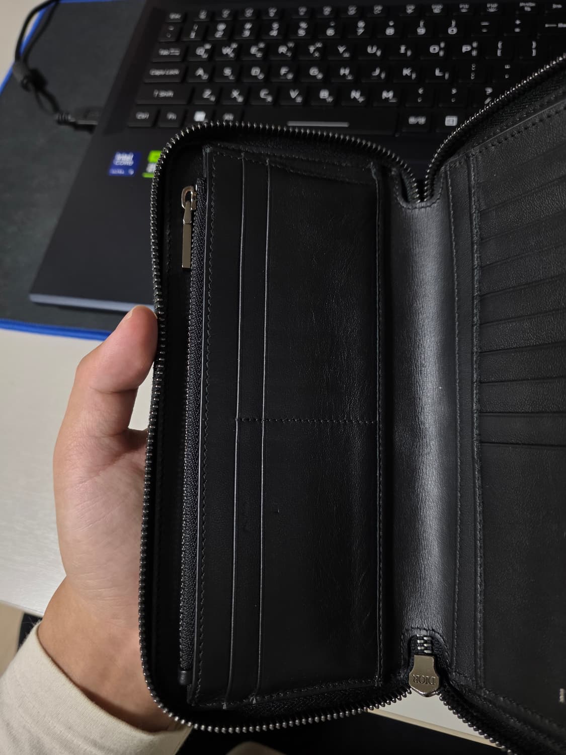 디올 오블리크 버티컬 롱 지퍼 지갑 블랙 상품이미지7