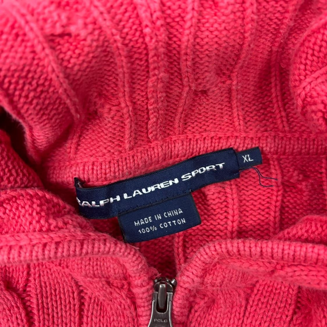폴로 랄프로렌 형광 핑크 레드 꽈베기 니트 후드집업  상품이미지5