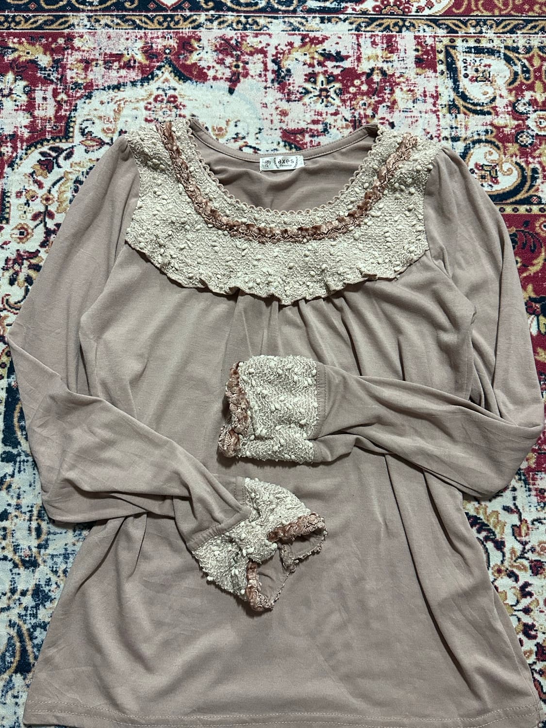 액시즈팜 뮤트 핑크 / 뮤트 카키 카라 롱슬리브리스 상품이미지3