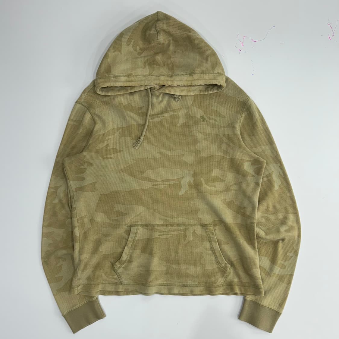 Abercrombie 아베크롬비 녹계 카모플라쥬 순록 스몰로고 와플 후드 상품이미지4