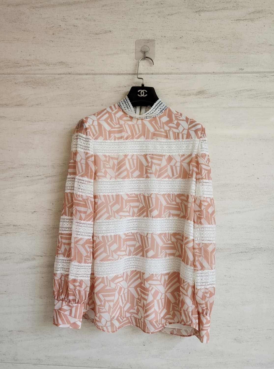 모조에스핀 하프하이넥 레이스 블록 블라우스 상품이미지2