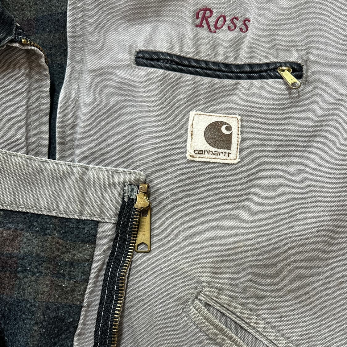 90s USA 칼하트 J76 CMT 샌드스톤 디트로이트 자켓 XL-R 상품이미지9