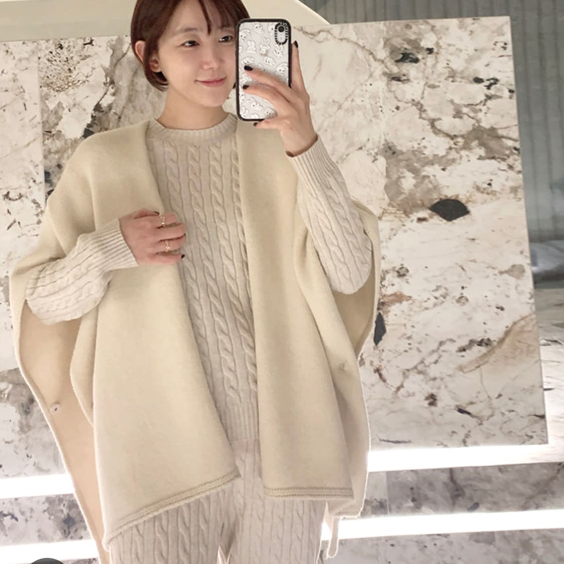 미미씨엘(mimiciel) 케이프 숄 니트가디건 프리사이즈 새상품 상품이미지2