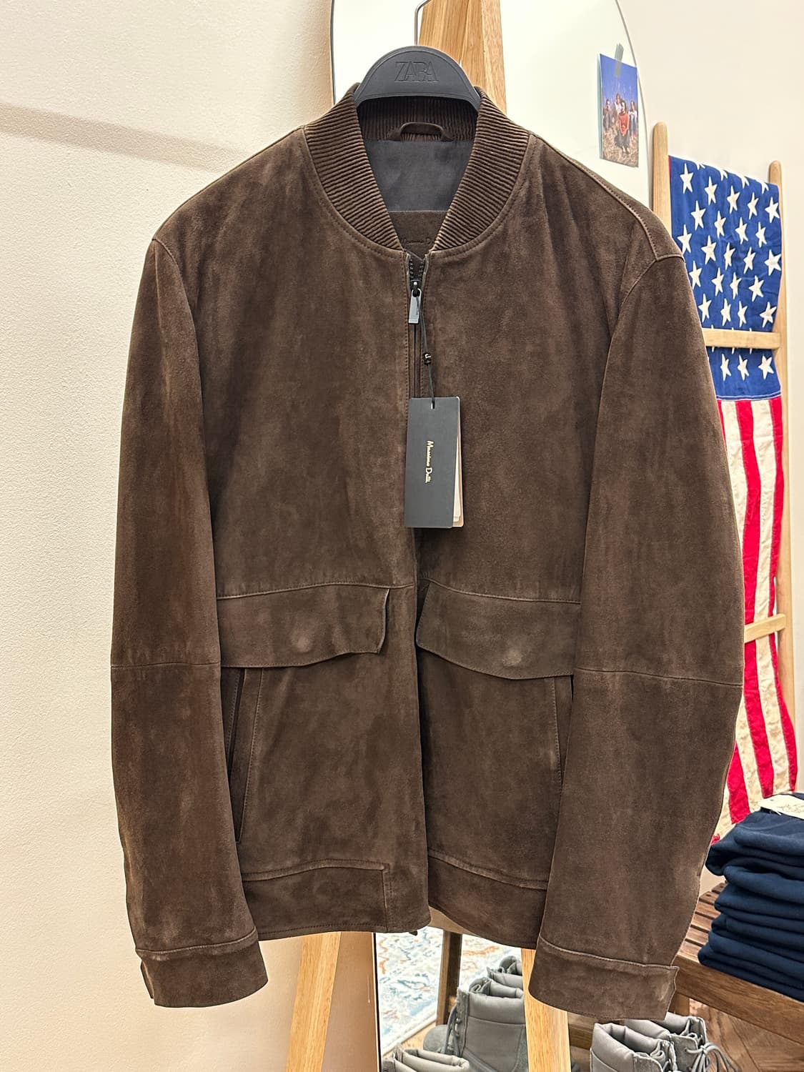 [새제품] 마시모두띠 고트스킨 스웨이드 가죽자켓 블루종 브라운 L 상품이미지1