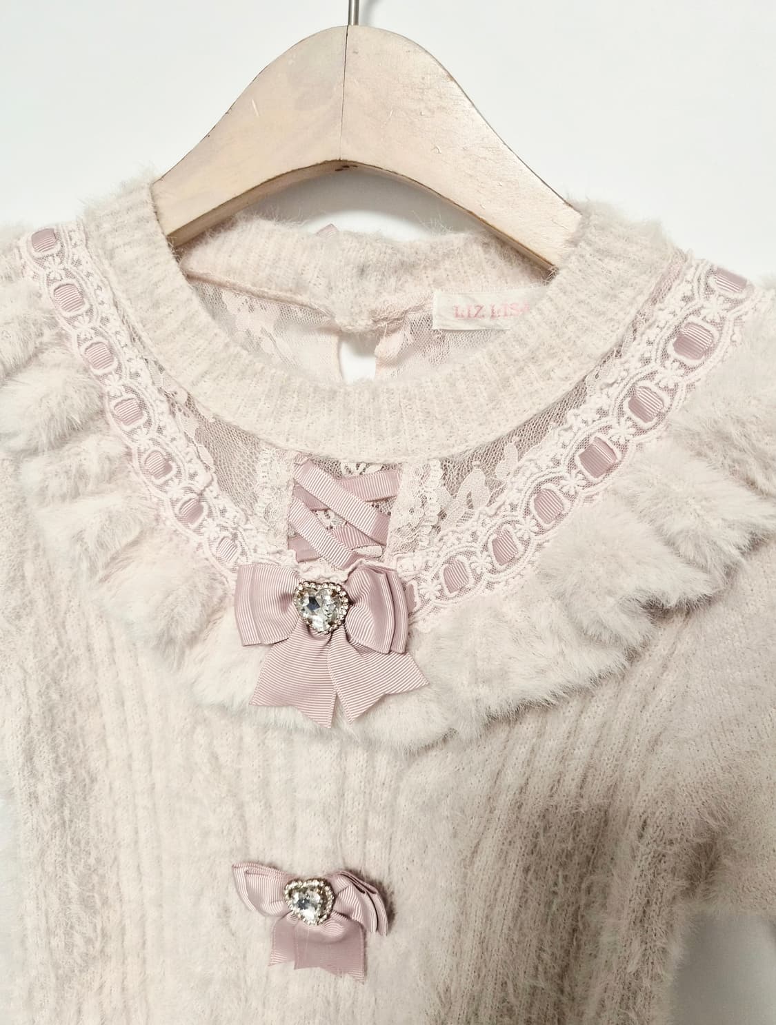 리즈리사 앙고라 니트 리본 갸루 양산형 러블리 핑크니트 상품이미지6