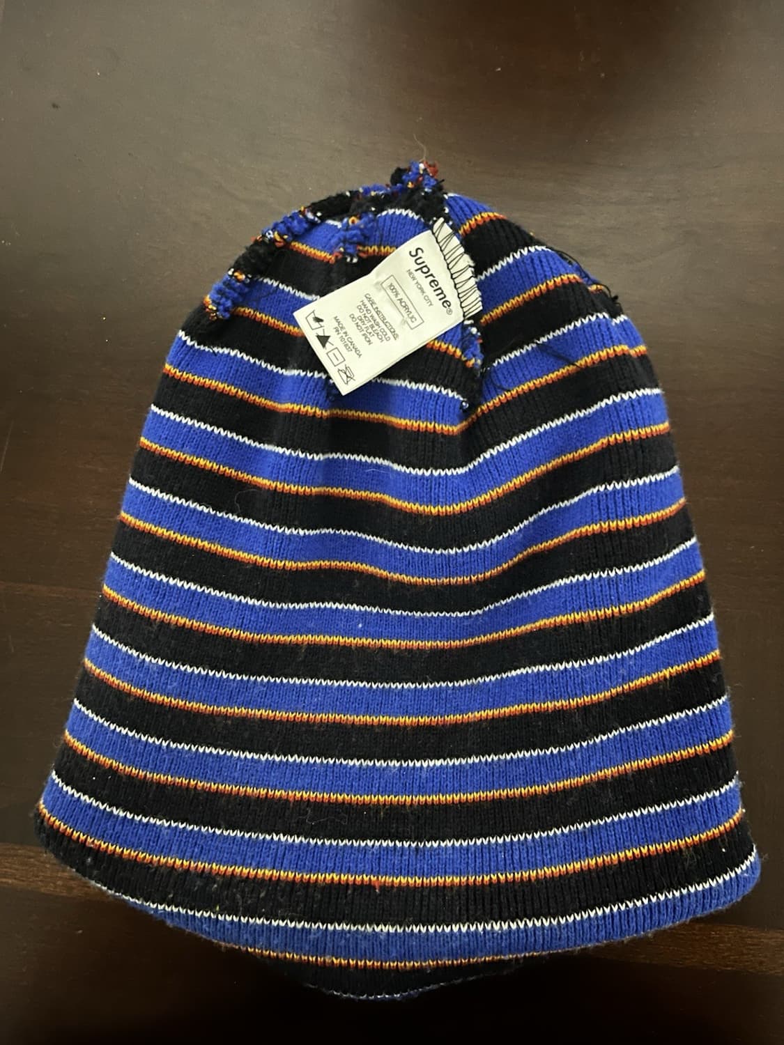 18FW 슈프림 스트라이프 박스로고 비니 블루블랙 상품이미지3