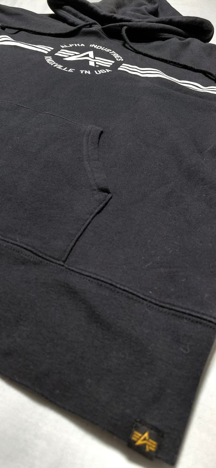 [L] 알파 인더스트리 빅로고 블랙 후드티 (기모X) 상품이미지9