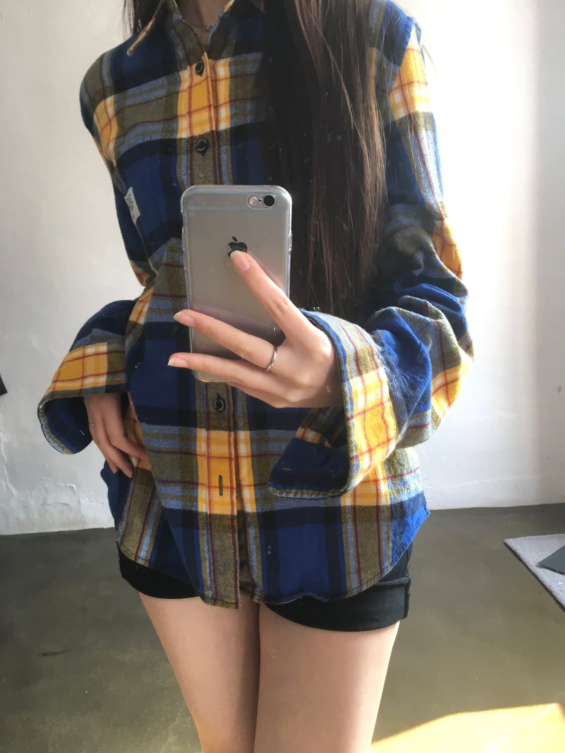 디스이즈내버댓 체크 남방 노랑 블루 상품이미지2