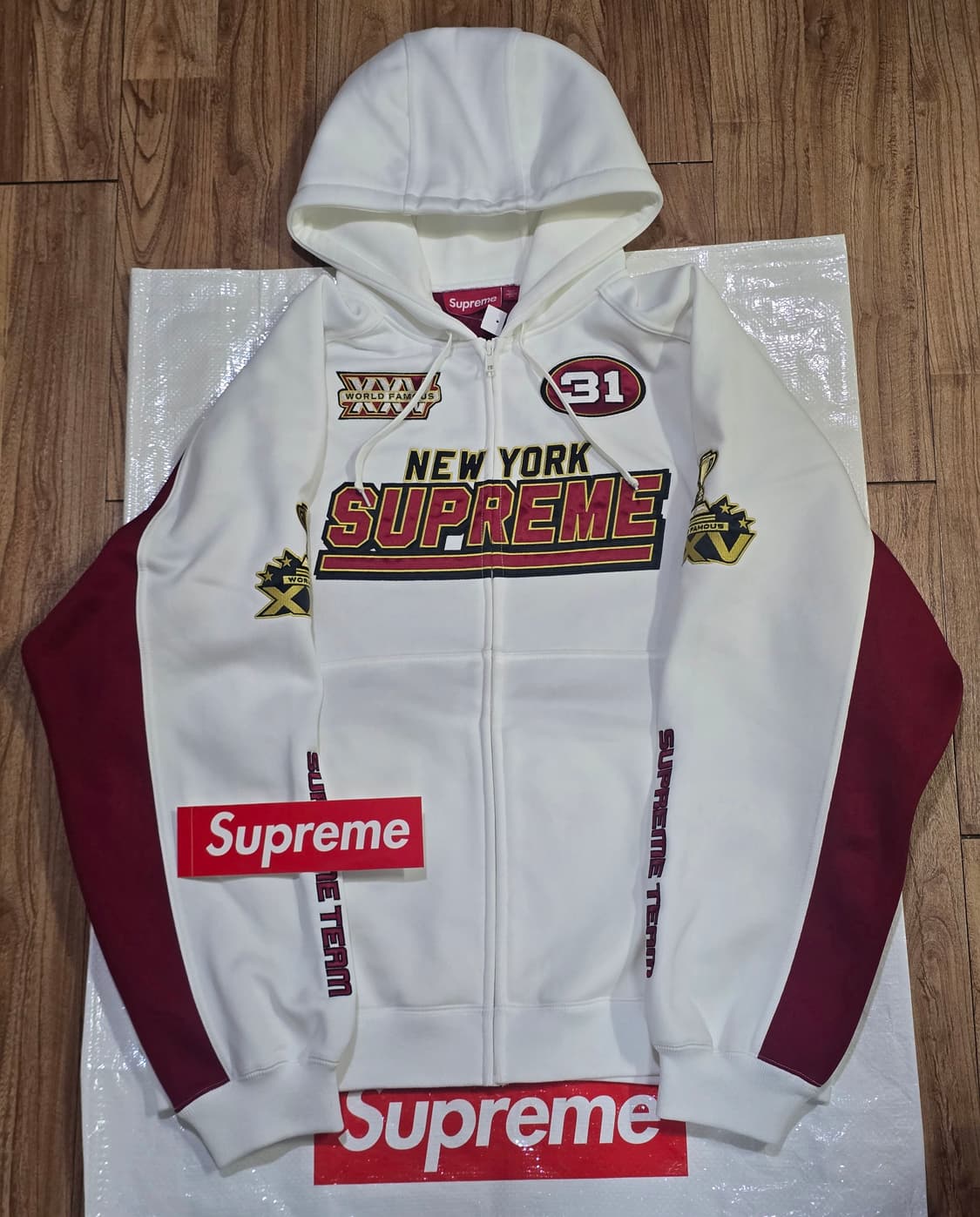 슈프림 풋볼 집업 후드 화이트 XL 상품이미지2