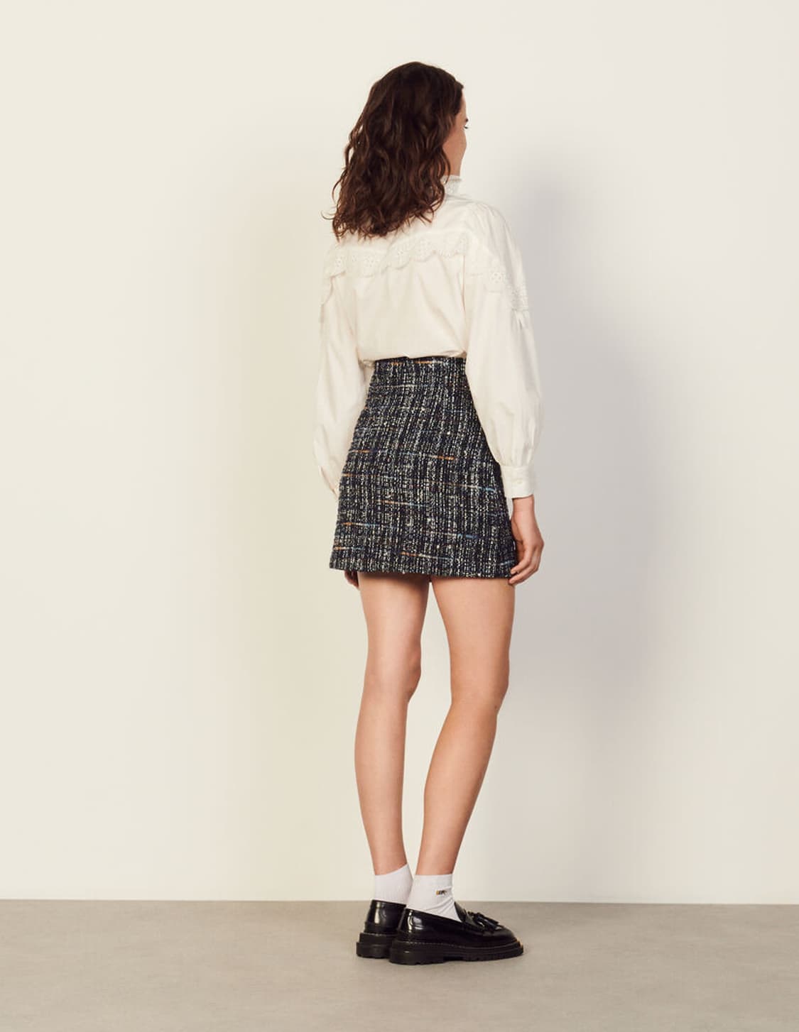 산드로 블루마린 트위드 스커트 상품이미지4