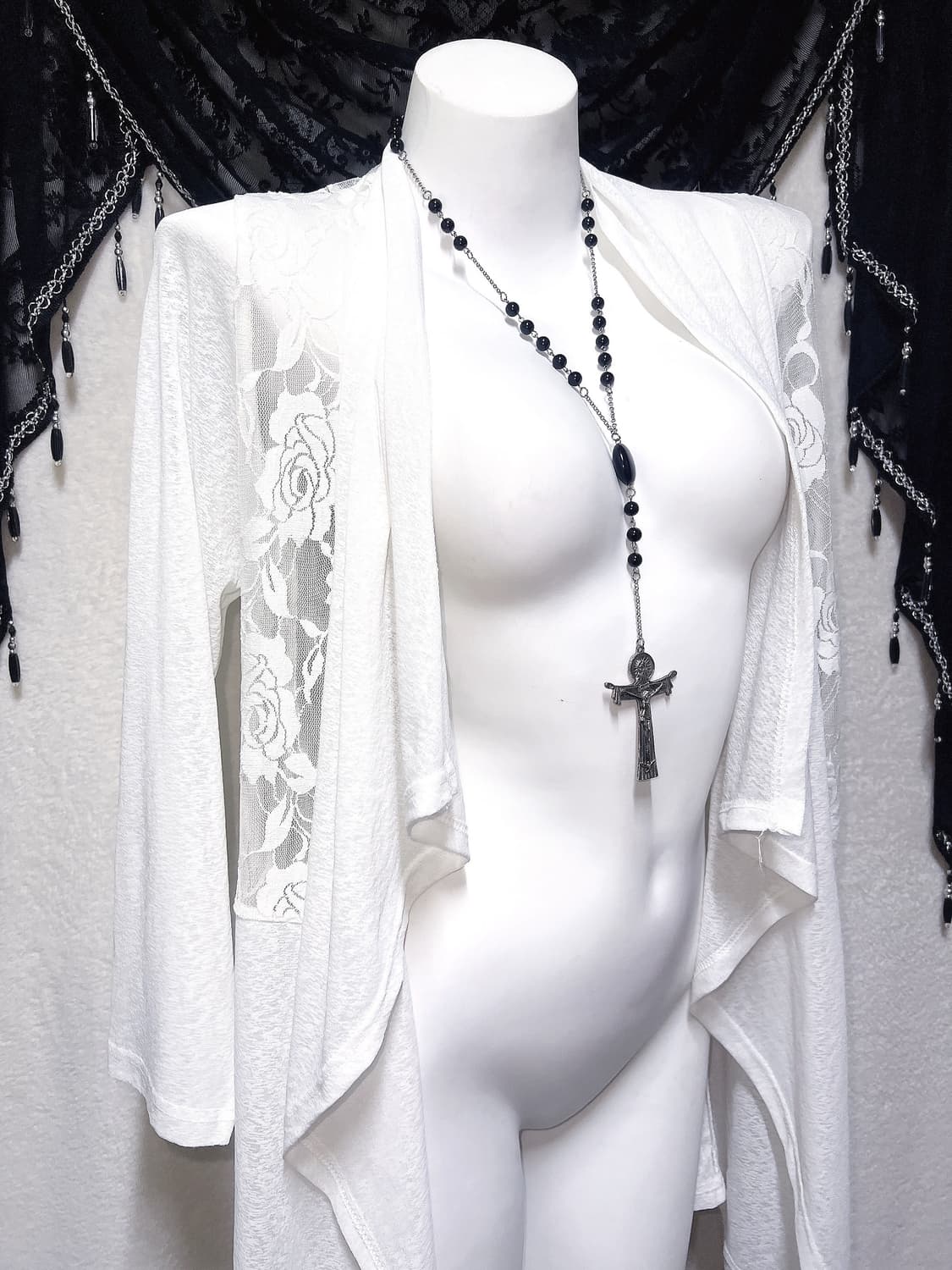 로맨틱고딕 엔젤릭 오리엔탈 퓨어화이트 레이스 로브 가디건 핀터 페어리 상품이미지5