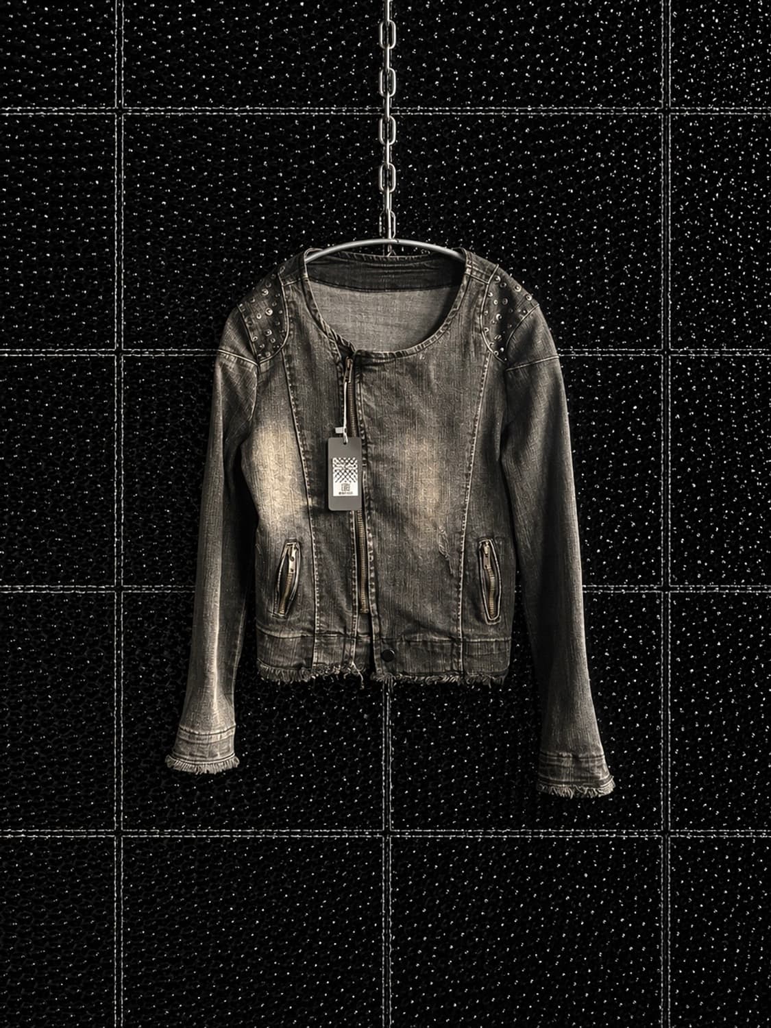 숄더 스터드 데님 라이더자켓 상품이미지1