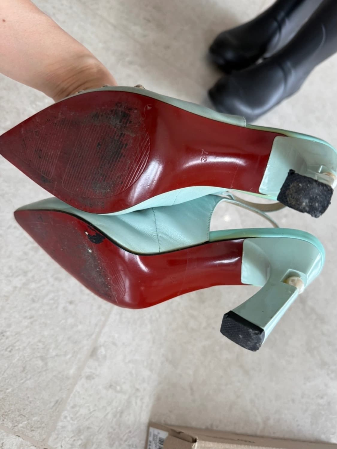 샤넬 빈티지 민트 진주 슬링백 37 상품이미지4