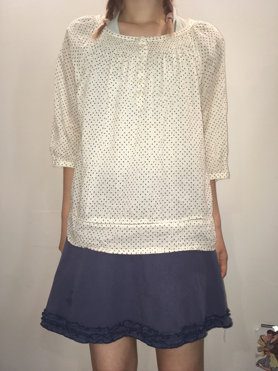 jpn vintage dot mori blouse 상품이미지4