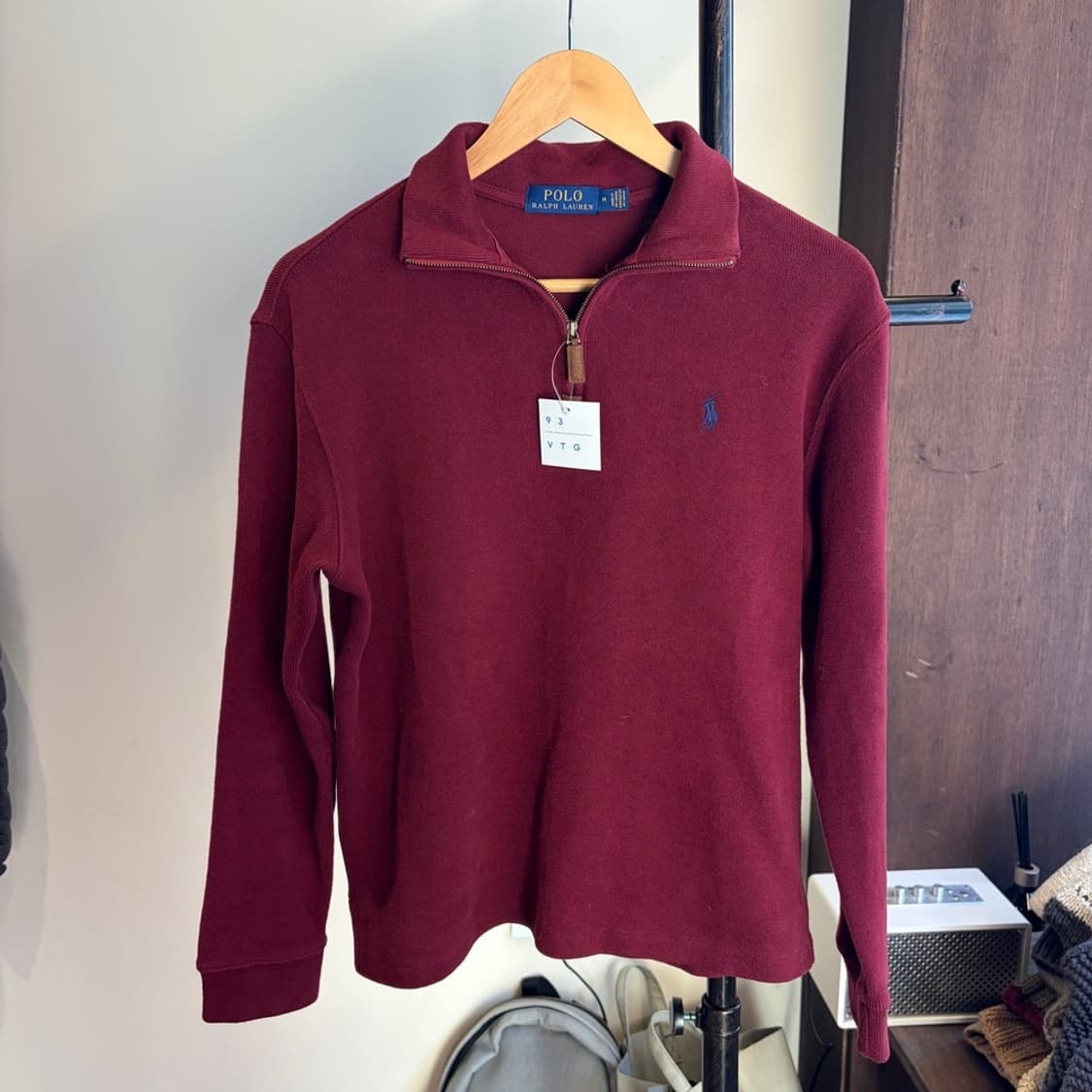 15693 - 폴로 랄프로렌 버건디 반집업 니트 상품이미지2