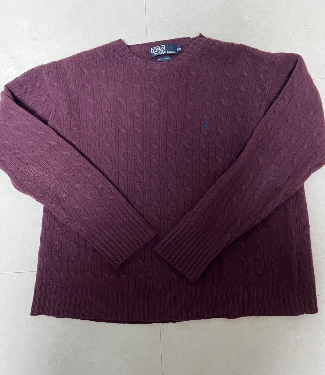 폴로 꽈배기 니트 버건디 상품이미지1