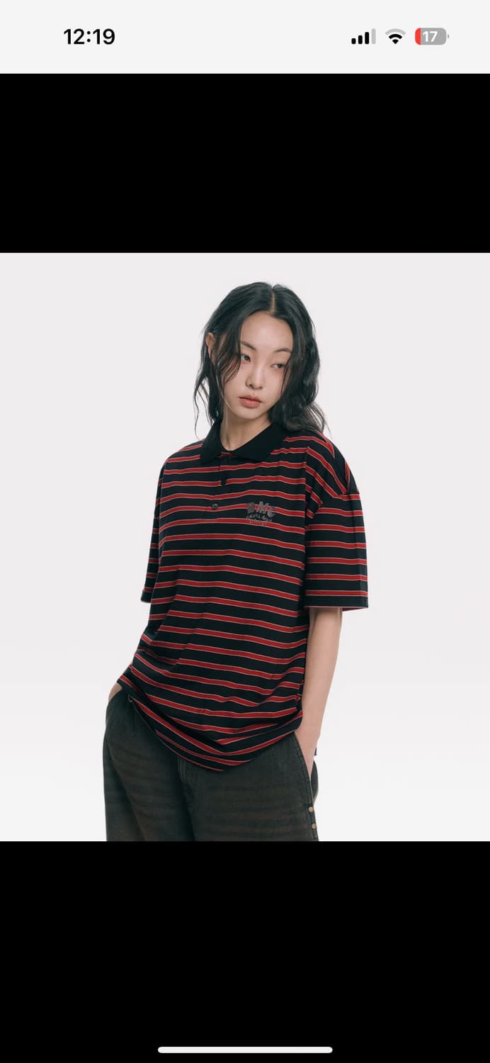 엠오오 스트라이프 카라 반팔티 상품이미지1