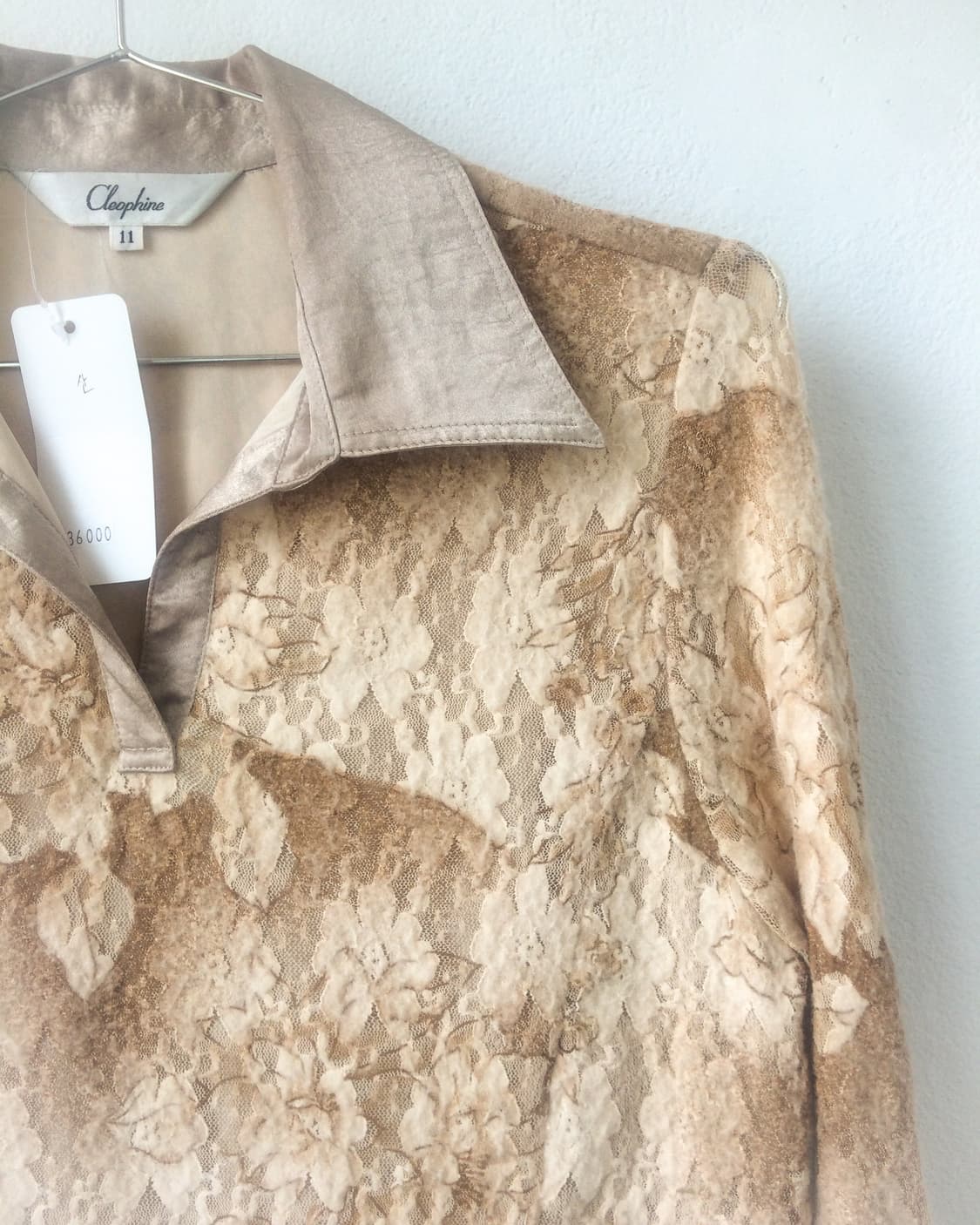 Flower pattern collar point mesh sleeve 상품이미지4