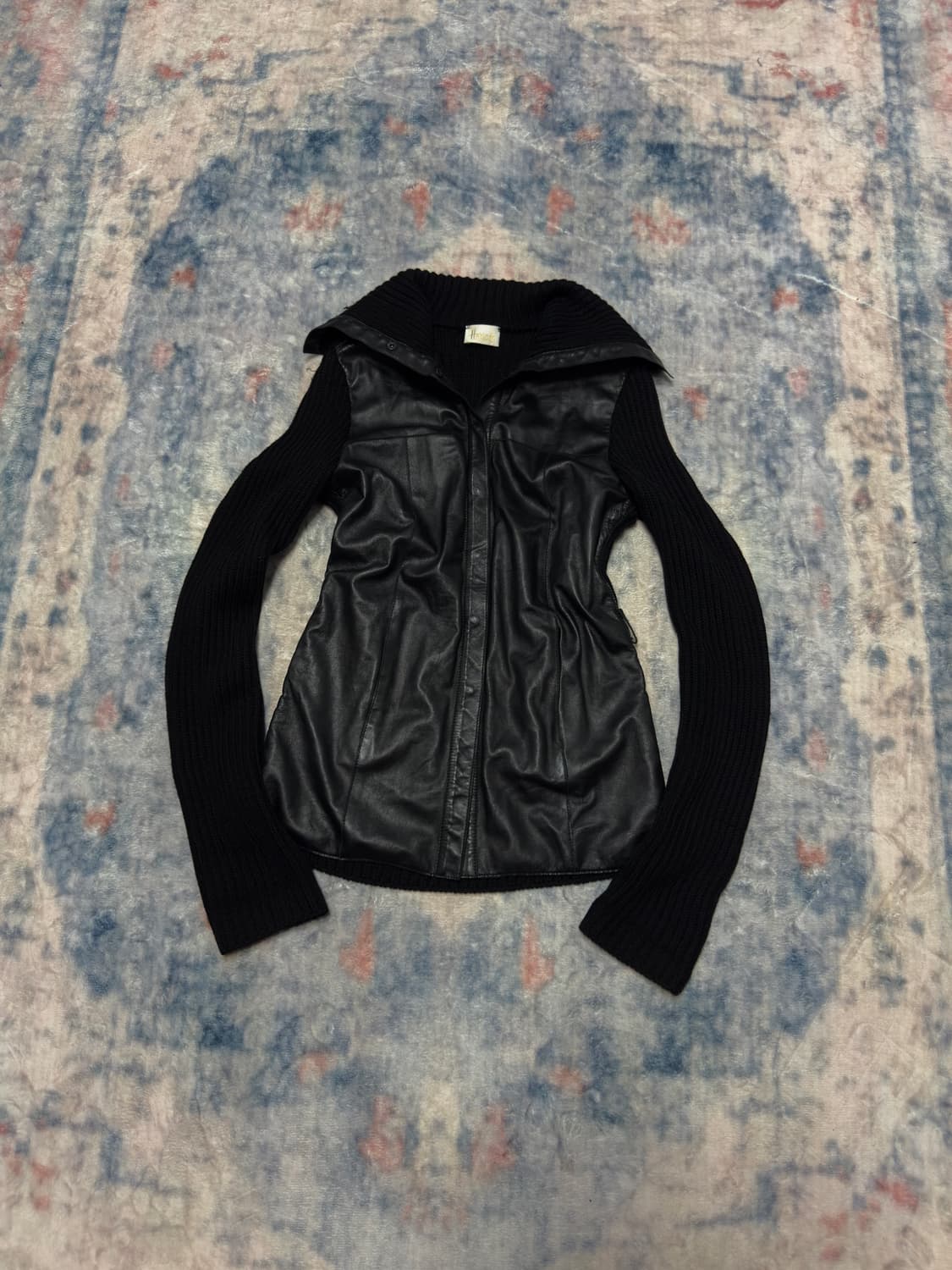 Unknown high neck lamb skin knit jacket 상품이미지1