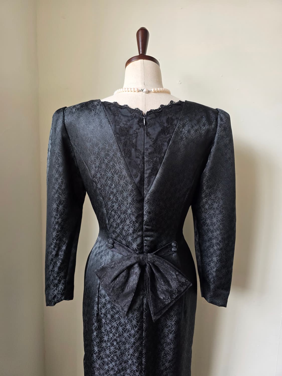 블랙 레이스 퍼프 롱 원피스 상품이미지4