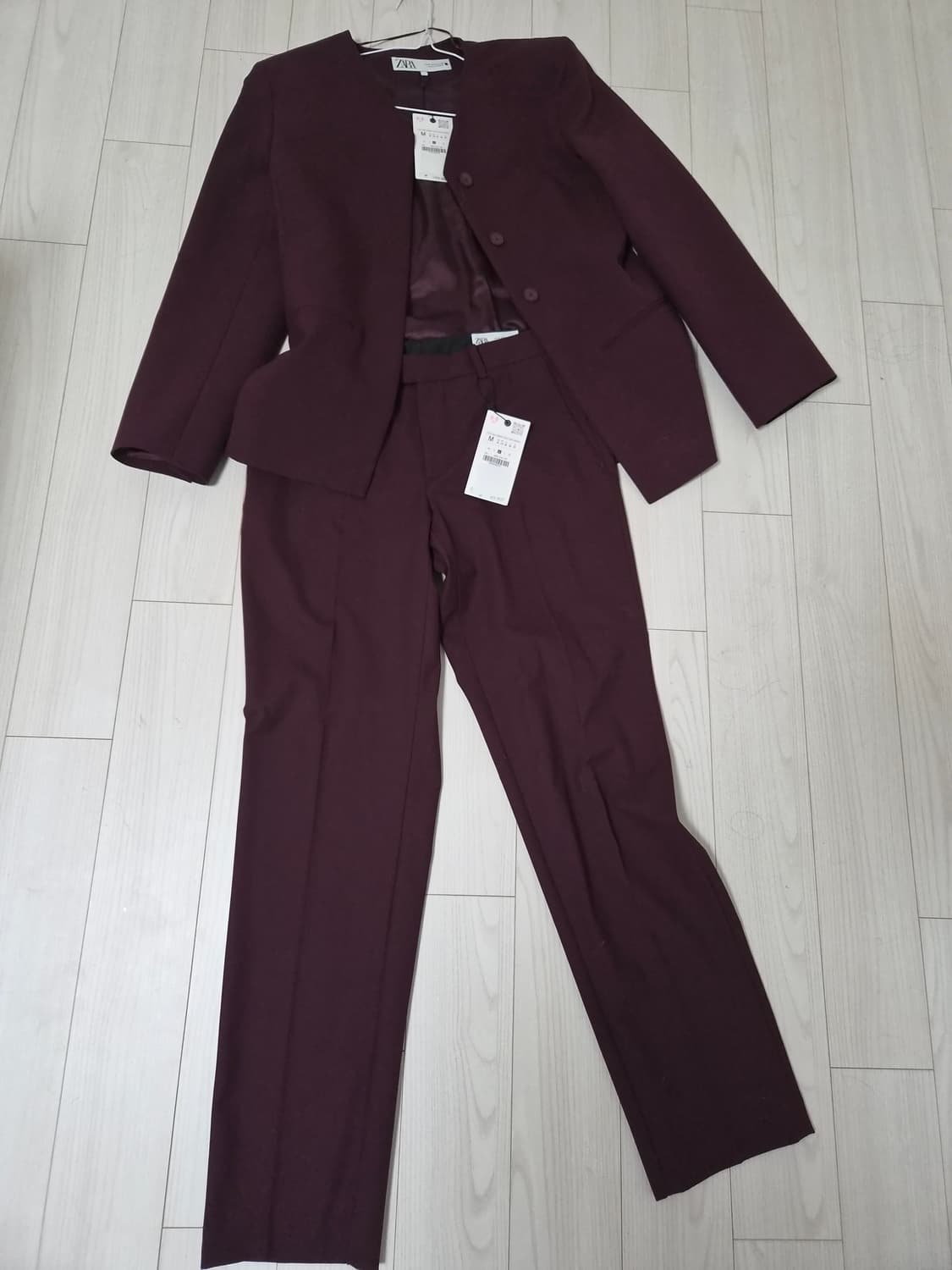Zara 새상품. 택있음. 와인색 정장 M 셋업 상품이미지1