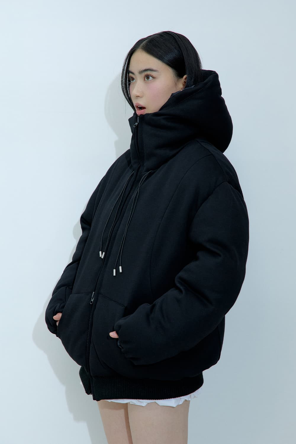 러프넥 후디 푸퍼 다운 패딩 점퍼 상품이미지1