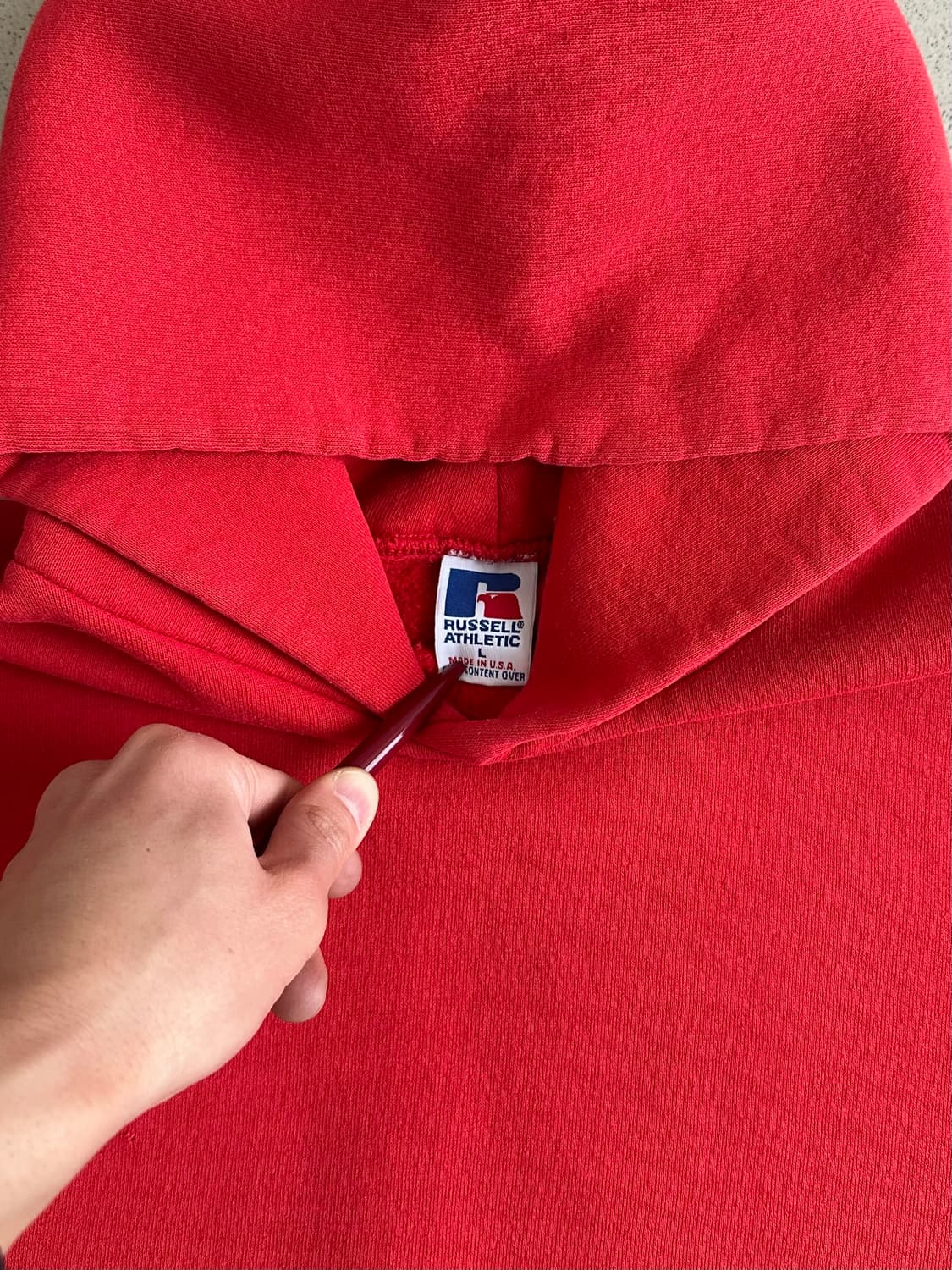 90s 빈티지 러셀 후드 레드 L USA 상품이미지6