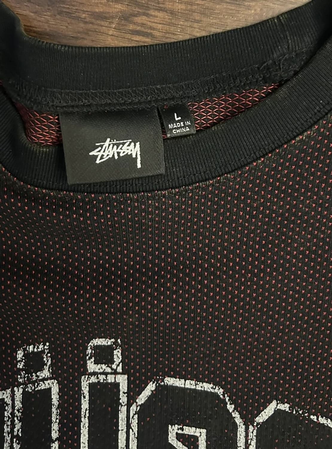 스투시 투톤 코튼 메쉬 크루 블랙 상품이미지2